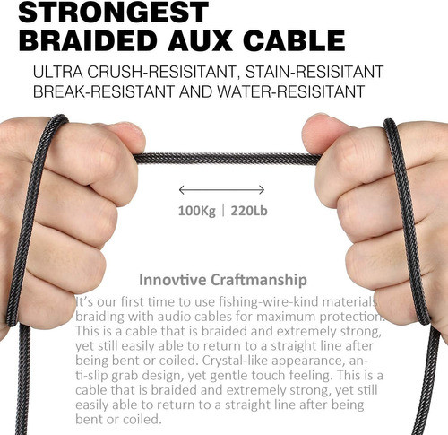 Cable Auxiliar Blindado Estereo Macho A Macho 3.5m 2.4 Metr 1