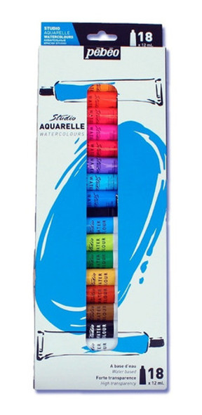 Estojo Tinta Aquarela Pébéo 18 Cores 12ml 0
