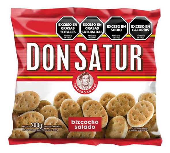 Don Satur Bizcochos Salados 200gr Pack X 6un - Cioccolato 0
