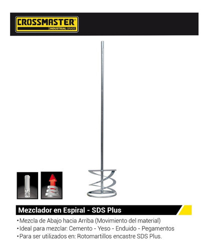 Batidor Mezclador Espiral Sds Plus Crossmaster 120 Mm X 600 1