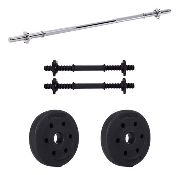 Kit 1 Barra Maciza 1.20 +2 Mancuernas +30kg Discos Forrados 0 Kit 1 Barra Maciza 1.20 +2 Mancuernas +30kg Discos Forrados 0