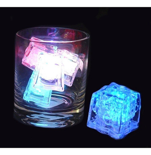 12 Unidades Gelos De Led Pisca Colorido Drink Neon Balada 1