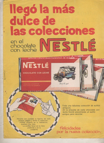 Publicidad De Revista Figuritas * Chocolate Nestle * Autos 0