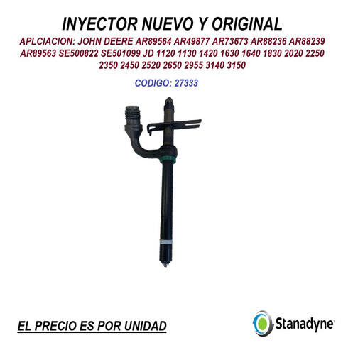 Inyector John Deere Tipo Lapiz Stanadyne 27333 Nuevo 1
