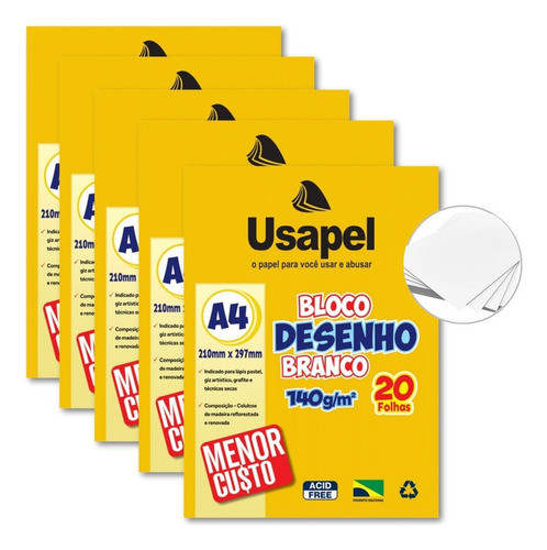 Bloco De Desenho Para Pintar A4 100fls Branco 140g Escolar 0