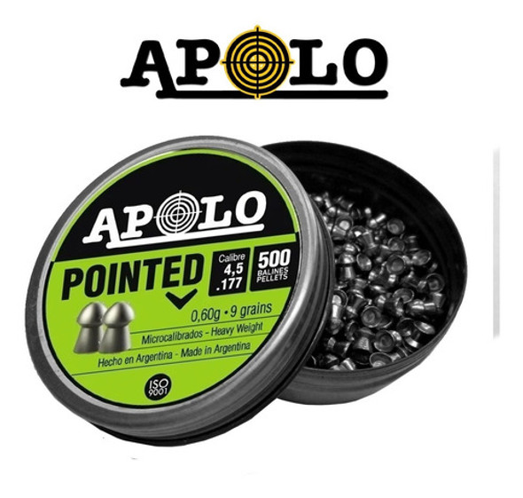 Balines Apolo Pointed 4.5 X500 Rifle Aire Comprimido - Swat 1