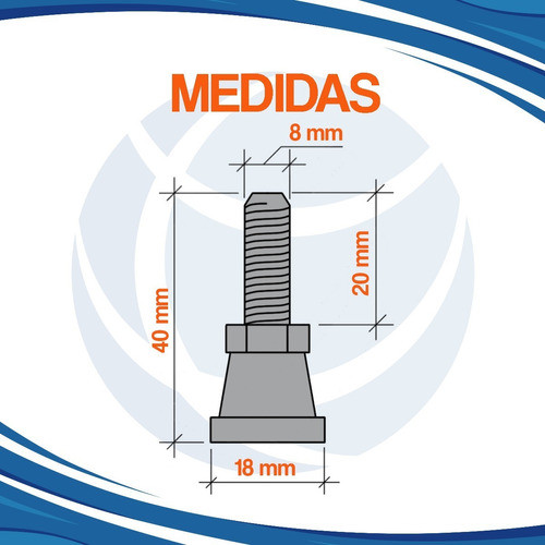Regaton Símil Pata De 18mm Ec X50/u Acero Y Plástico 1