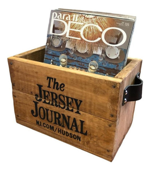 Caja / Revistero De Madera Recuperada  The Jersey Journal 0