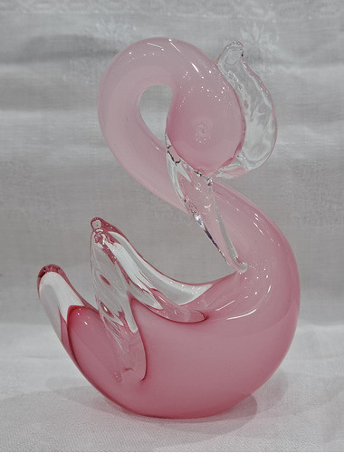 Antiguo Adorno Cristal De Murano Cisne Rosa B30 0