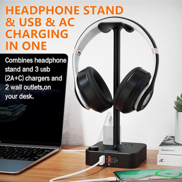 Soporte Auriculares Cargador Usb X3 Enchufe Corriente X2 1