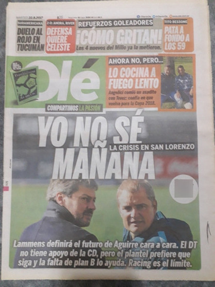 Diario Ole 22 Agosto 2017 Lammens San Lorenzo 0