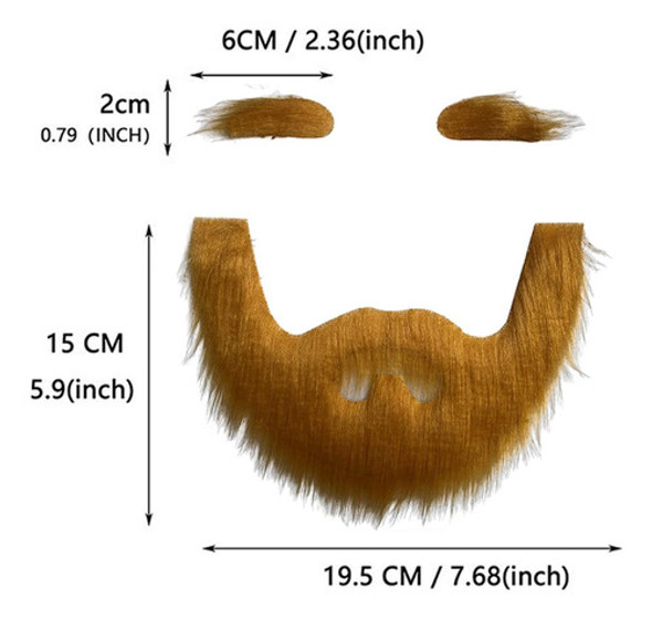 Conjunto De Barba E Sobrancelha Postiça, Amarelo Marrom 1