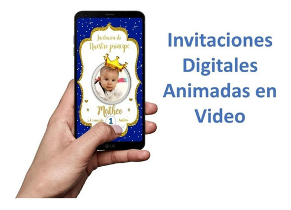 Invitacion Digital Principe Coronita Primer Añito Video 0