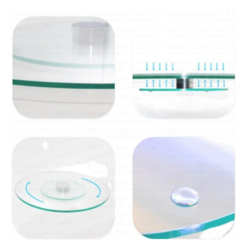 Centro De Mesa Giratório De Vidro Incolor Temperado 50cm 1