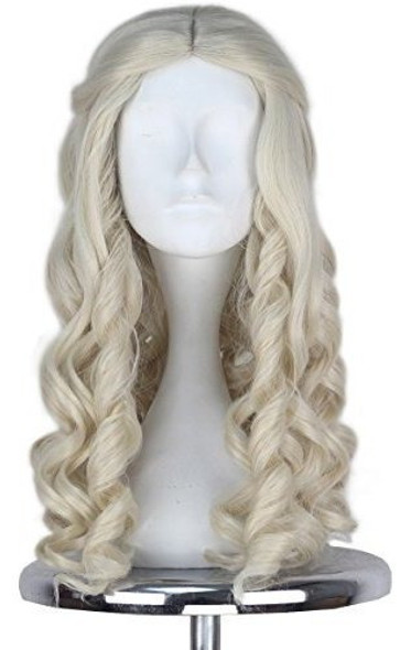 Srta U Hair Mujeres Niñas Blanco Largo Rubio Reina Rizada H 0