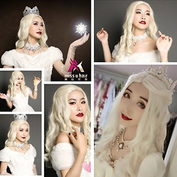Srta U Hair Mujeres Niñas Blanco Largo Rubio Reina Rizada H 1