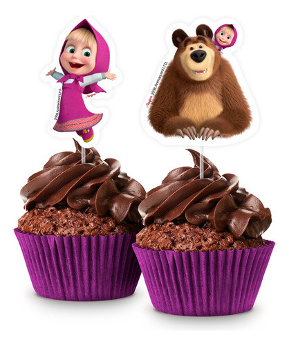 Palitinhos - Picks - Toppers De Doces - Masha E O Urso 1