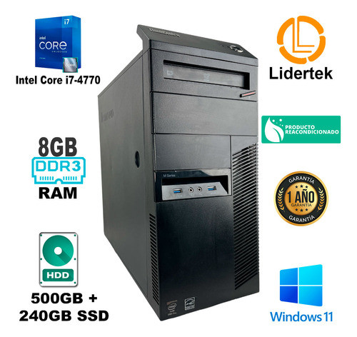 Pc Torre Core I7-4770 8gb Ram 240gb Ssd + 500gb Hdd Win11 1
