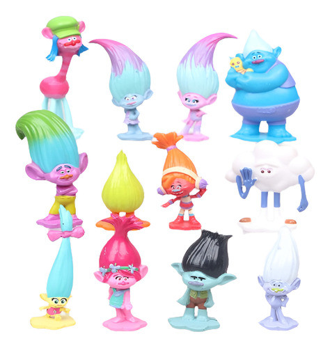 12 Pc/sistema Película Trolls Amapola Rama Acción Figuras To 0