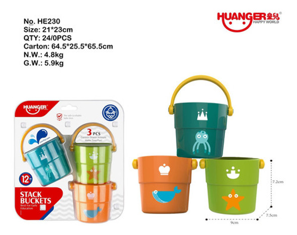 Juego De Baldes Para Niños X3 Huanger 1