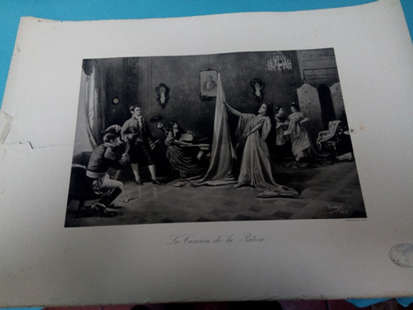 1904 Grabado Serigrafia  Blanque: La  Cancion De La Patria 0