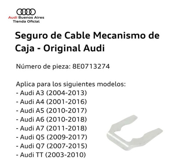 Seguro De Cable Mecanismo De Caja Audi A4 2001 Al 2016 1
