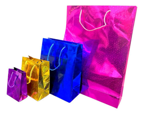 Bolsas De Color Hologramada De Regalo Nº2 18x23 Metalizada 0