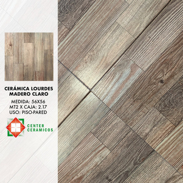 Cerámicos P/ Piso Tipo Madera Clara Lourdes Brillante 56x56 1