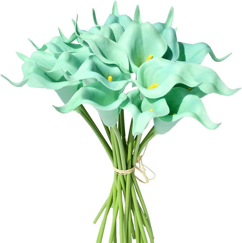 20 Flores Alcatraz Artificiales Mandys De Latex Verde Agua 0