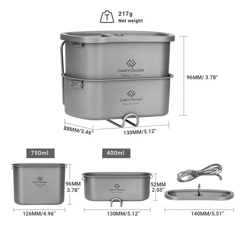 Cook'n'escape Kit De Desorden Militar De Titanio, Juego De . 1