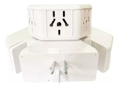 Set X4 Adaptador Ficha Triple Multitoma Enchufe Blanco 0