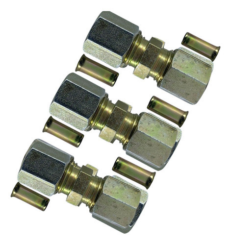 Kit União Emenda Porca Anilha Compressão Tubo 8mm 3 Unidades 0