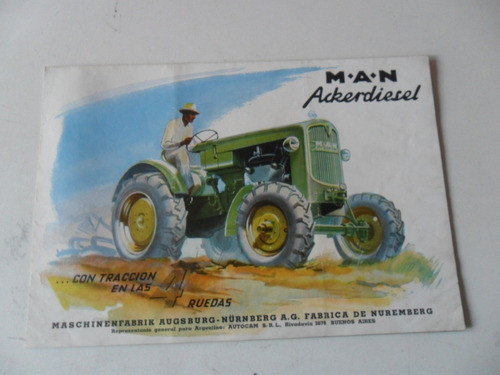 Tractor Antiguo M.a.n. Man Folleto 30hp No Manual Original 0