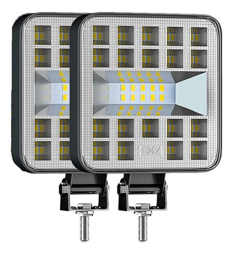 Par Faros Led Cre Cuadrado Panel Antiniebla Moto Tractor Aux 0