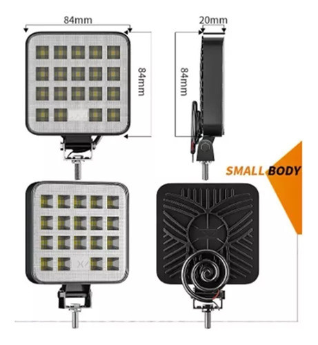 Par Faros Led Cre Cuadrado Panel Antiniebla Moto Tractor Aux 1