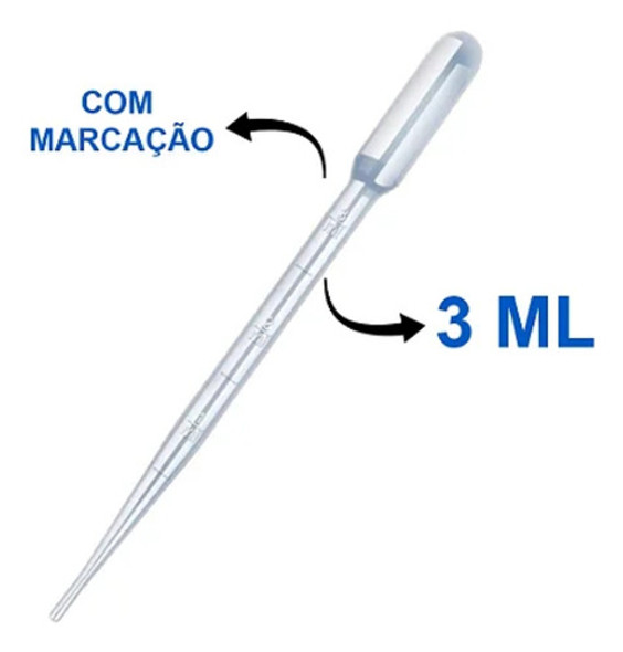 Kit: 10 Unidades De Pipeta Plástica Pasteur 3 Ml 1