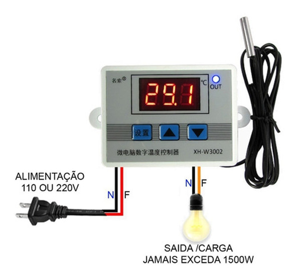 Termostato Digital W3002 110v/220v Chocadeira Estufa 1