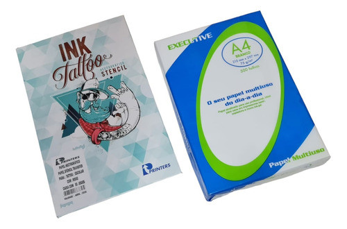 Hectografico Decalque Ink Tatoo 50 Fl + Papel Sulfite 500 Fl 0