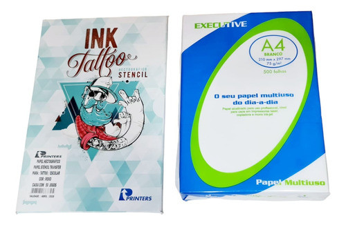 Hectografico Decalque Ink Tatoo 50 Fl + Papel Sulfite 500 Fl 1