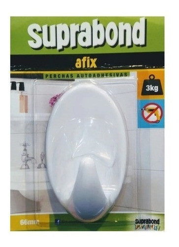 Percha Autoadhesivo Suprabond Blanca Oval Afix Original 1