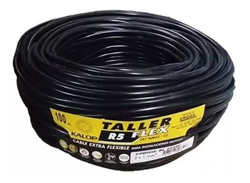 Cable Tipo Taller Kalop 3x1,5mm X100m Normalizado Iram Negro 0