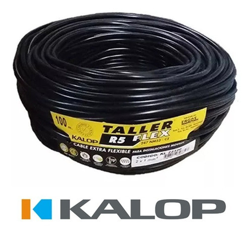 Cable Tipo Taller Kalop 3x1,5mm X100m Normalizado Iram Negro 1