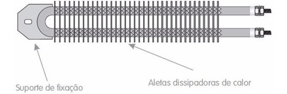 6 Resistência Aletada Para Estufa 1500w 220v Inox 600mm 1