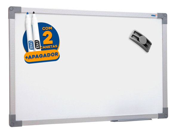 Lousa Branco Escritório Sala De Aula + 2 Canetas 1 Apagador 0