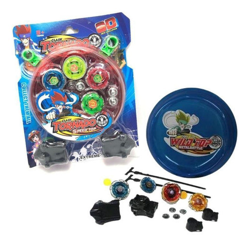 Beyblade Tornado Speed Top 4 Peões + Arena - Azul 0