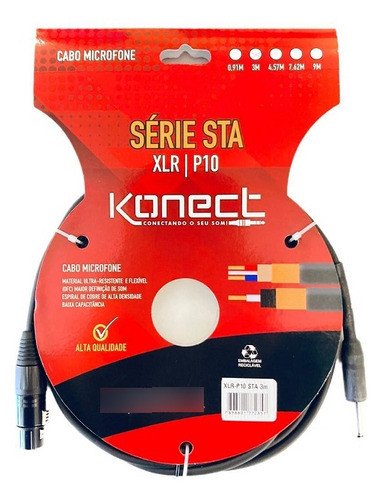Cabo De Microfone Xlr X P10 Serie Sta-xp 3m Konect 0