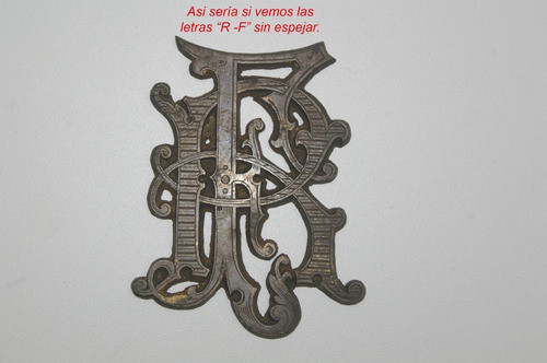 Monograma Antiguo Bronce Letras Rf Espejadas Para Impresion 0