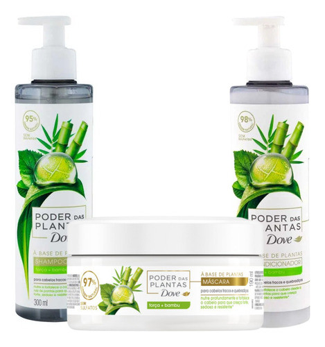 Dove Real Fuerza+bambú  Kitx3 Shamp+acond300ml+máscara 190ml 0