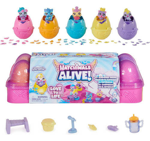Hatchimals Alive Set Huevera 5 Figuras C/accesorios Tictoys 0