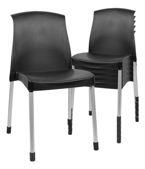 Oferta Silla Reforzada Modelo Albana Negra Con Patas De Caño 0